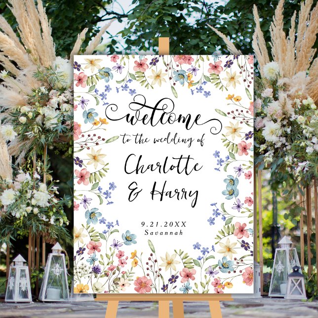 Elegant Floral  Wildflowers Wedding Welcome Sign (Creator Uploaded)