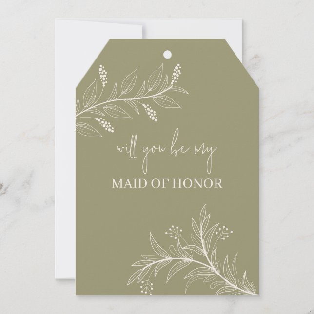 Elegant Floral "Will to be my Maid of honor" card (Front)