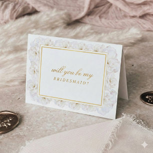 Elegant Floral will you be a bridesmaid? Letterpress Thank You Card
