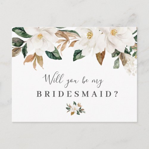 elegant floral will you be my bridesmaid card