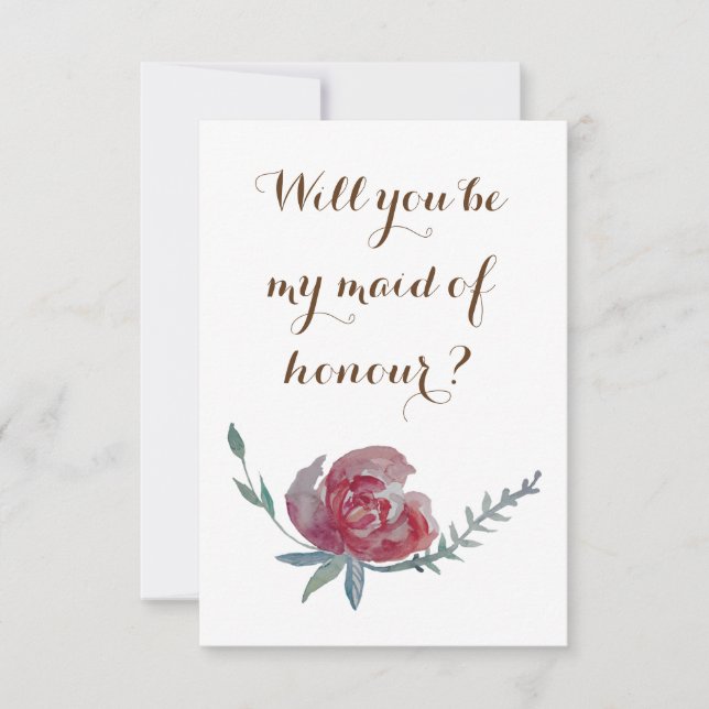 Elegant , Floral Will you be my maid of honor Invitation (Front)