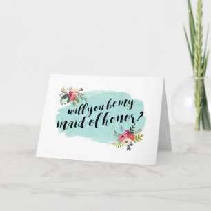 Elegant Floral Will You Be My Maid of Honor? Invitation