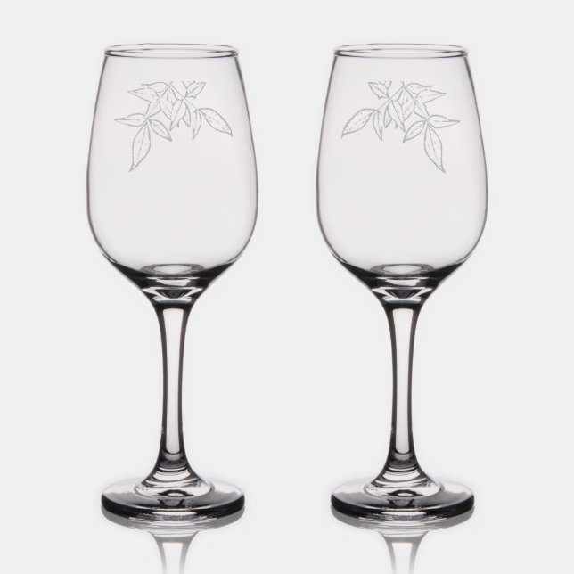 Elegant Floral  Wine Glass (Glassware)
