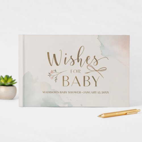 Elegant Floral Wishes for Baby Shower Guest Book