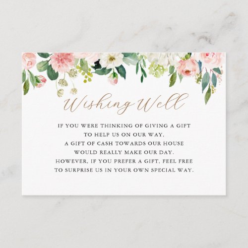 Elegant Floral Wishing Well Enclosure Card