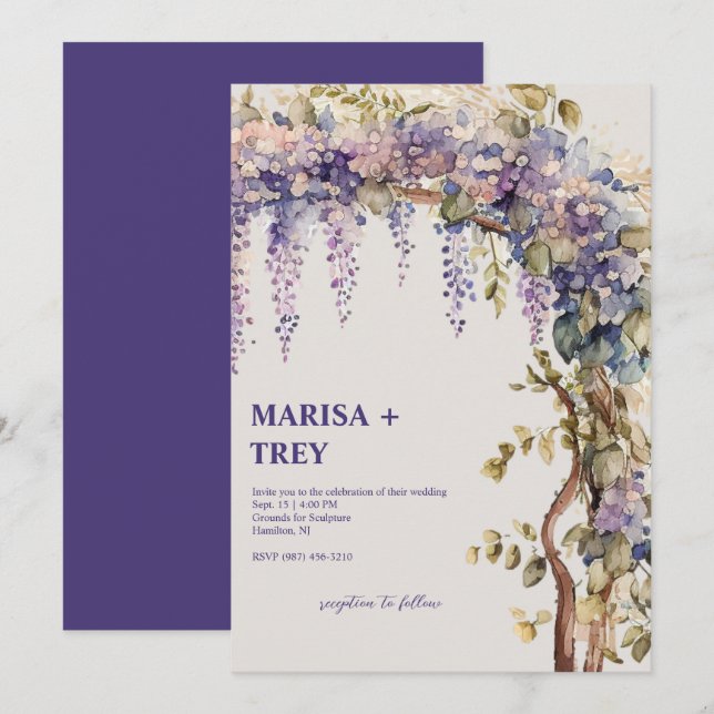 Elegant Floral Wisteria Canopy Wedding Invitation (Front/Back)