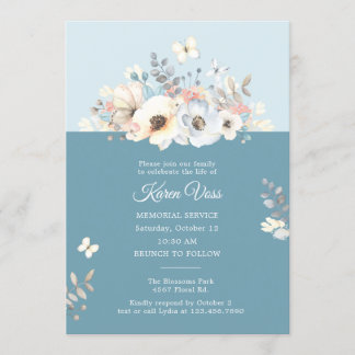 Elegant Floral with Butterflies Death Anniversary Invitation