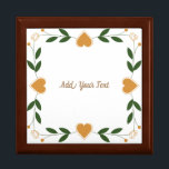 Elegant Floral With Gold Hearts Custom Wedding Gift Box<br><div class="desc">Personalize this cute, elegant Floral With Golden Hearts Wedding Wooden Jewelry Keepsake Box design. You can add text, name etc as needed. You can also change the font model, font color and font size if you want. Click --> "Personalize" to find the tools for customizing. You can do whatever you...</div>