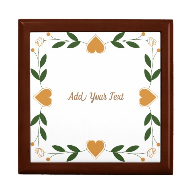 Elegant Floral With Gold Hearts Custom Wedding Gift Box (Front)