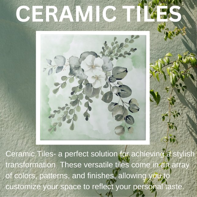 Elegant Floral with Greenery  Ceramic Tile (Creator Uploaded)