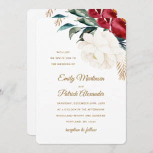 Elegant Floral with Greenery Christmas Wedding Invitation
