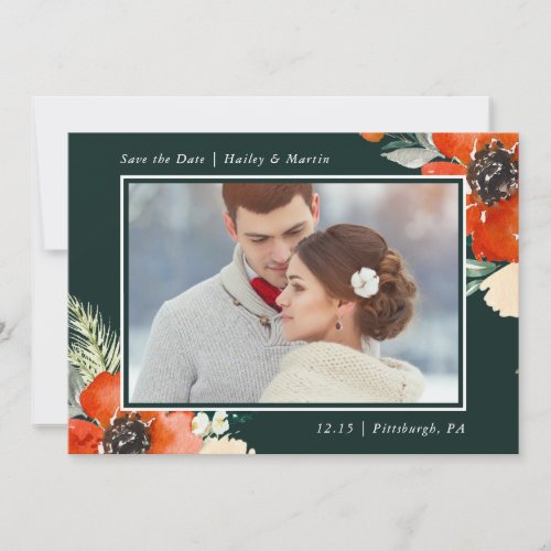 Elegant Floral with Photo Wedding Save the Date