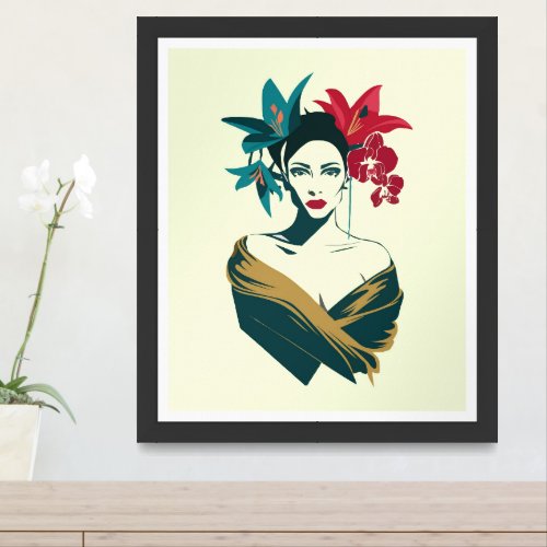 Elegant Floral Woman Wall Art Poster