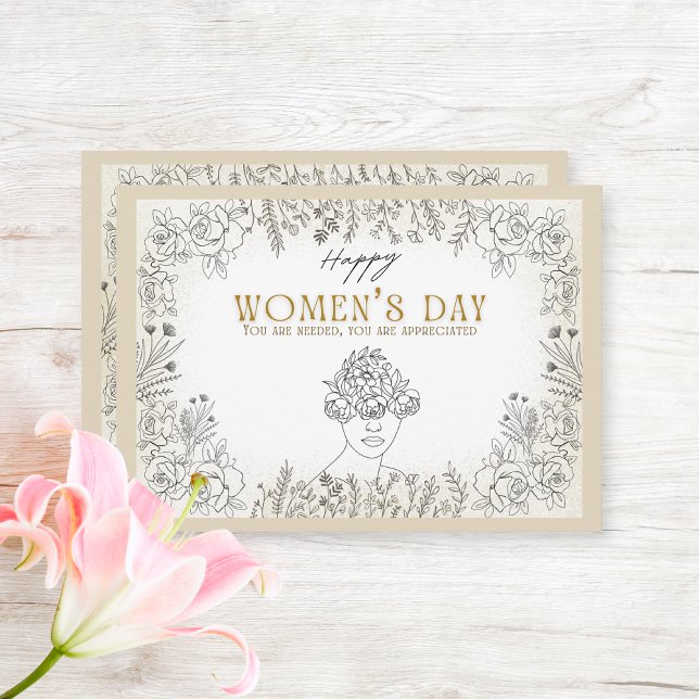 Elegant Floral Women's Day History Thank You Note  Card (Creator Uploaded)