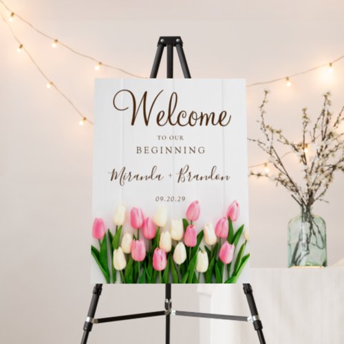Elegant Floral Wood Wedding Welcome Sign