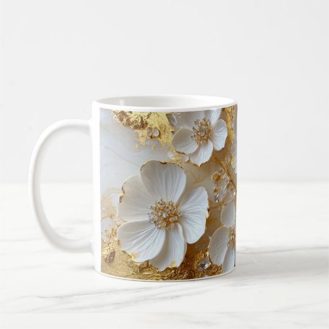 Elegant Floral Wooden Tray & Matching Mug Set (Left)