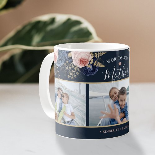 Elegant Floral Worlds Best Mother Photo Collage Coffee Mug