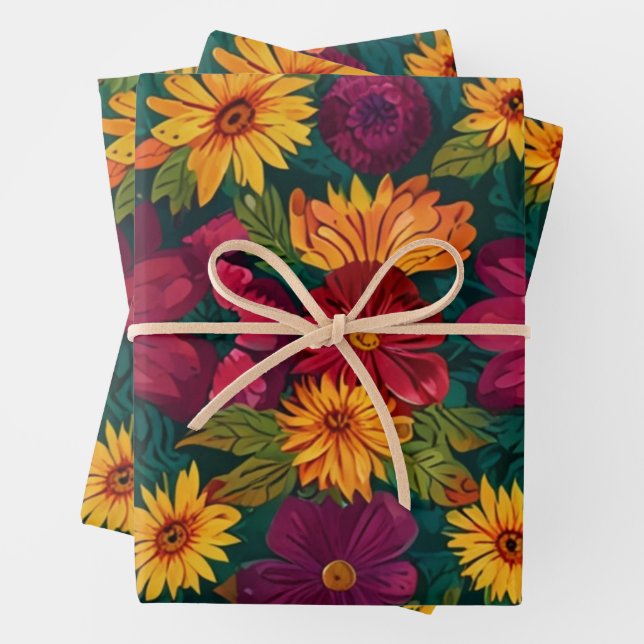 Elegant Floral Wrapping Paper Sheets  (In situ)