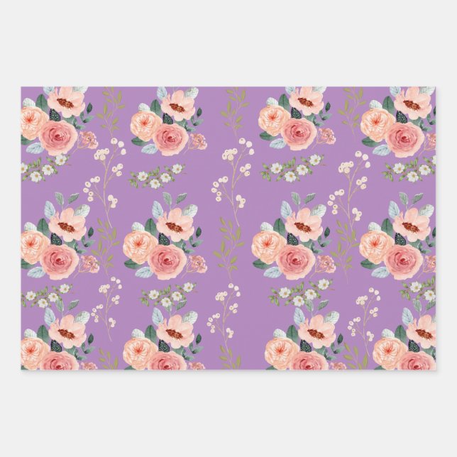Elegant floral  wrapping paper sheets (Front)