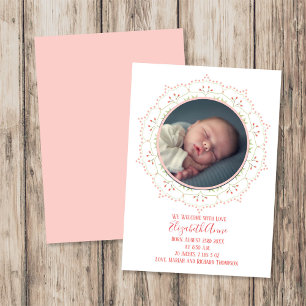 Elegant Floral Wreath Baby Photo Birth