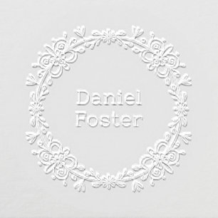 Elegant Floral Wreath Custom Embosser