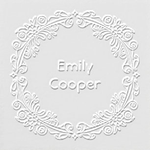 Elegant Floral Wreath Custom Embosser