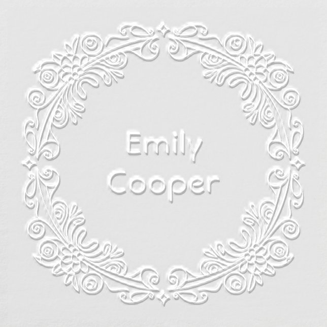 Elegant Floral Wreath Custom Embosser (Design)