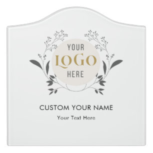 Elegant Floral Wreath Custom Logo Template Door Sign