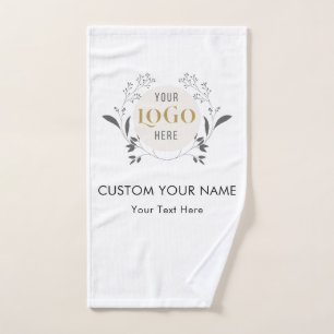 Elegant Floral Wreath Custom Logo Template Hand Towel