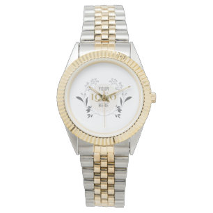 Elegant Floral Wreath Custom Logo Template Watch