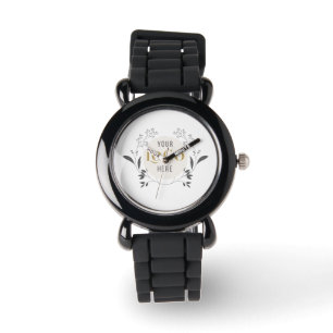 Elegant Floral Wreath Custom Logo Template Watch