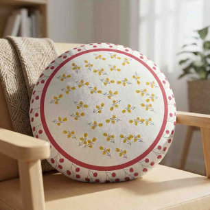 Elegant Floral Wreath Custom Monogram Round Pillow