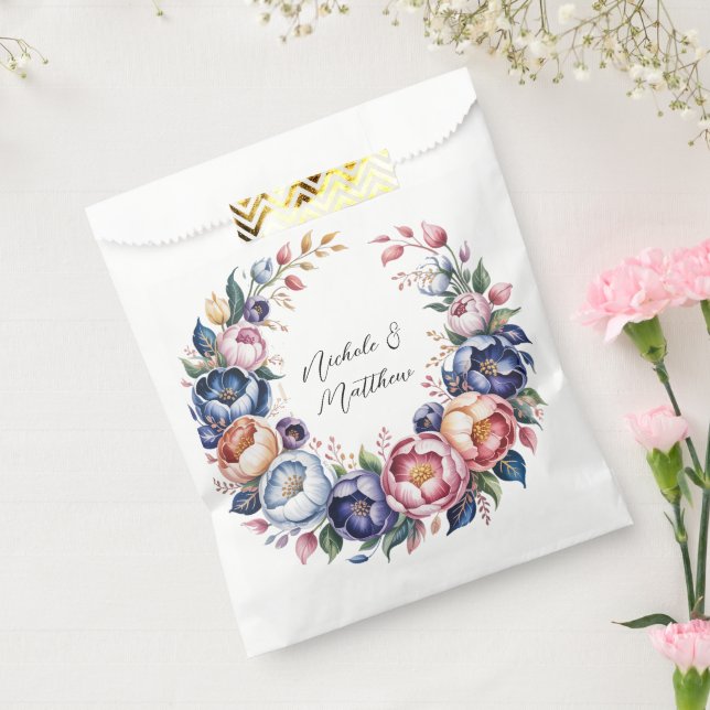 Elegant Floral Wreath For Wedding  Favor Bag (Sealed)