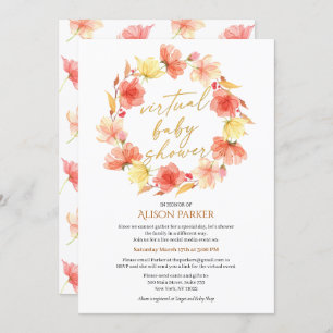 Elegant Floral Wreath Gold Script Watercolor Invitation