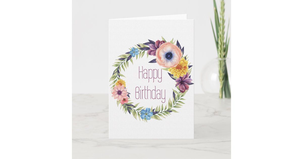 Elegant Happy Birthday Flowers Card