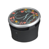 Elegant Floral Wreath Monogram Bluetooth Speaker (Side)