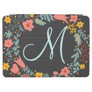 Elegant Floral Wreath Monogram iPad Air Cover