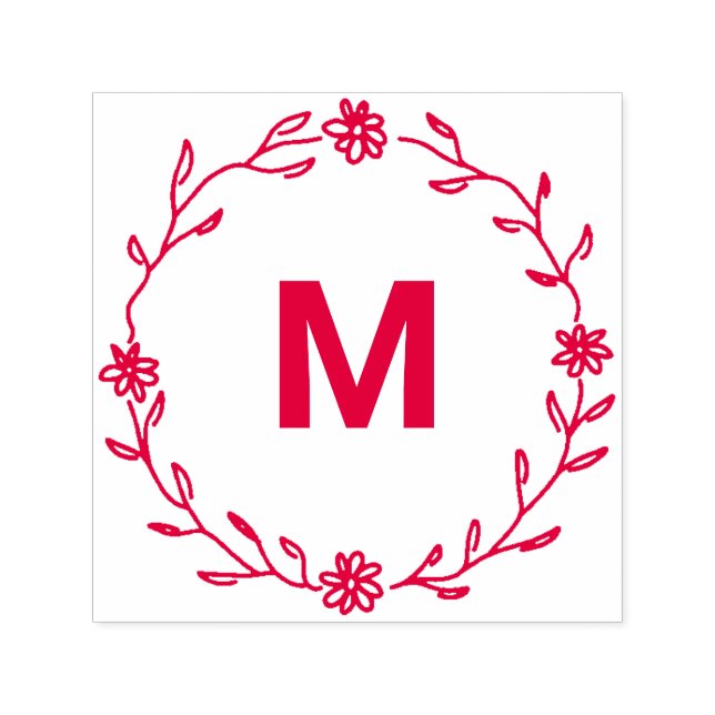 ♥ Elegant Floral Wreath Monogram ♥ Self-inking Stamp (Design)