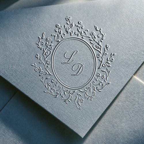Elegant Floral Wreath Monogram Wedding Embosser
