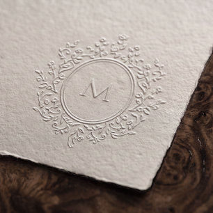 Elegant Floral Wreath Monogram Wedding Embosser