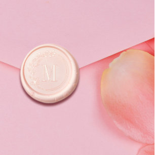 Elegant Floral Wreath Monogram Wedding Wax Seal Sticker