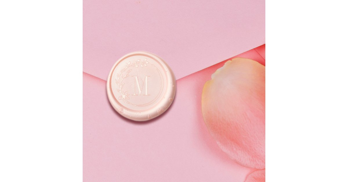 Elegant Floral Wreath Monogram Wedding Wax Seal Sticker | Zazzle