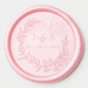 Elegant Floral Wreath Monogram Wedding Wax Seal Sticker