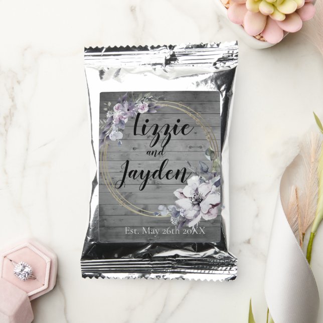 Elegant Floral Wreath Rustic Wedding Personalized Coffee Drink Mix (Wedding)