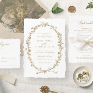 Elegant Floral Wreath Vintage Botanical Wedding Invitation