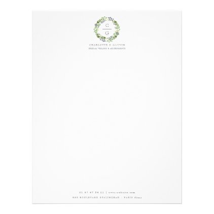 Elegant Floral Wreath Wedding Bridal Fashion Letterhead