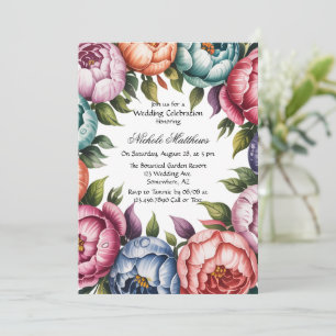 Elegant Floral Wreath Wedding Celebration Invitation