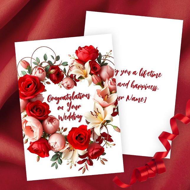 Elegant Floral Wreath Wedding Congratulations Card (Creator Uploaded)