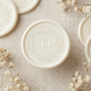 Elegant Floral Wreath Wedding Couple Monogram Wax Seal Sticker