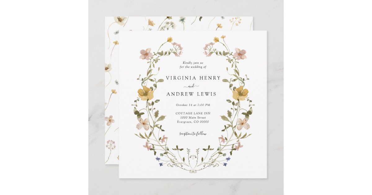 Elegant Wreath Wedding Invitations